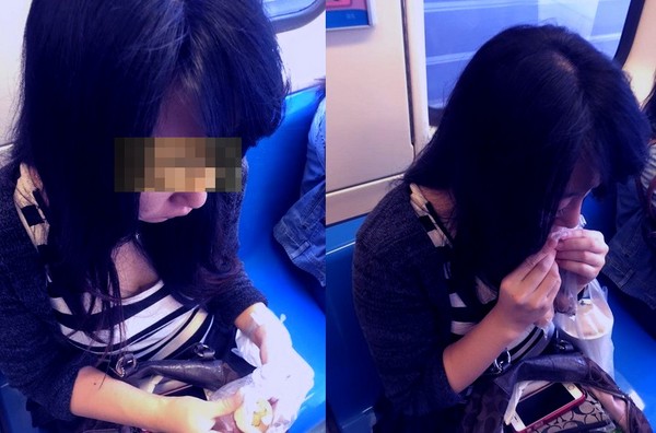 捕獲野生奶妹捷運上吞東西…　網罵「露溝就能吃蛋」底下戰翻！