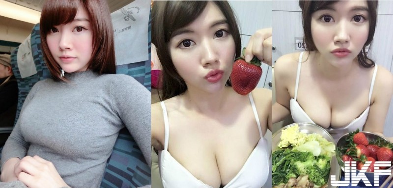 巨乳「水果妹」誘惑吃草莓！搭配胸前自備F級「香濃煉乳球」好可口…
