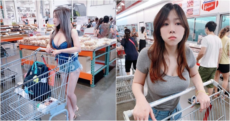 量販店「超胸姐妹花」強大事業心佈滿整張照片！超飽滿份量快要把推車壓壞了…
