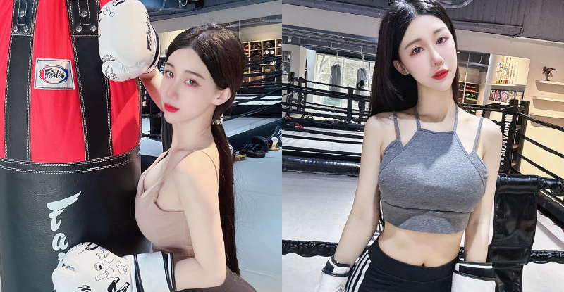 格鬥正妹「米優Miyo」打泰拳超”胸”狠，「雙球跳動」殺氣逼迫！