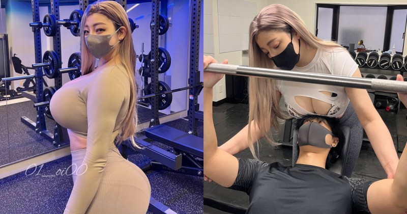 超狂K罩杯女教練「Mai」用巨乳肥臀頂學員臉上幫忙健身！