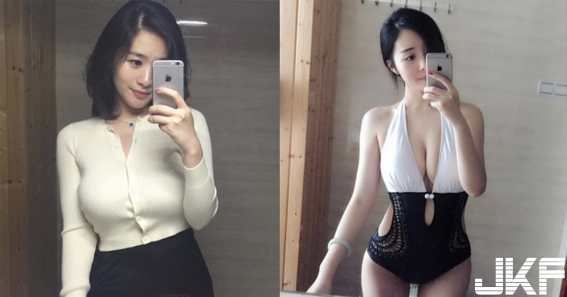 22歲「巨乳版張鈞甯」白嫩美胸逼死人！強國葡萄乾實在太性感了…