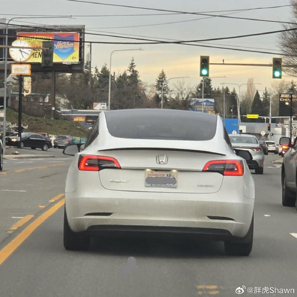 (图源微博) 国外特斯拉车主将车标换成其他品牌 防止车子被误伤