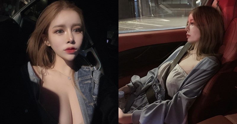 副駕上的白皙美乳妹子！「小老虎」車內自拍好大方，兇猛雪乳快塞滿鏡頭啦！