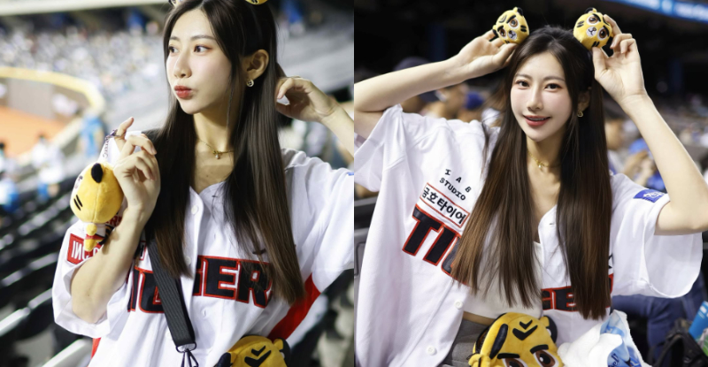 富邦小粉絲「比特Ariel」穿奇亞虎應援，「甜美笑顏」比啦啦隊亮眼！