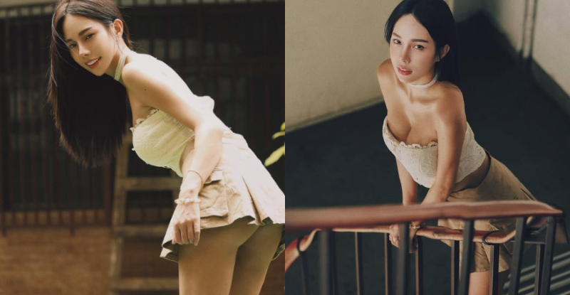 短裙正妹「李尾巴」上下齊發，「美乳加美臀」畫面超犯規！