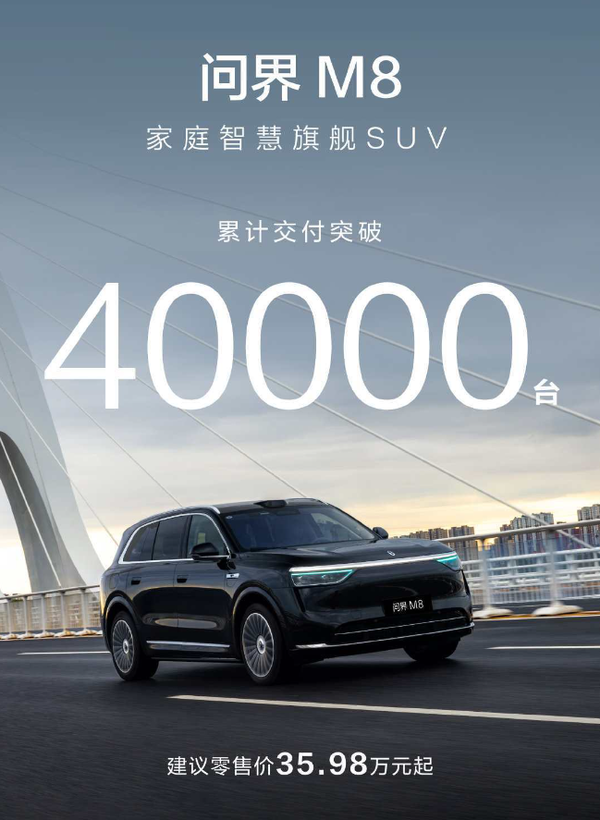 问界M8 问界M8累计交付量突破4万辆 成为问界品牌销量主力