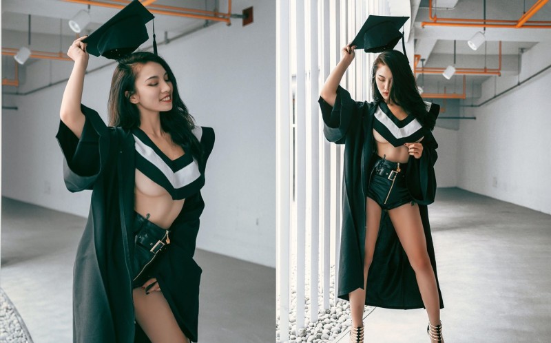 最胸學士照！高科大女大生Effi「南半球炸裂」比例超犯規　網：想和你當同學