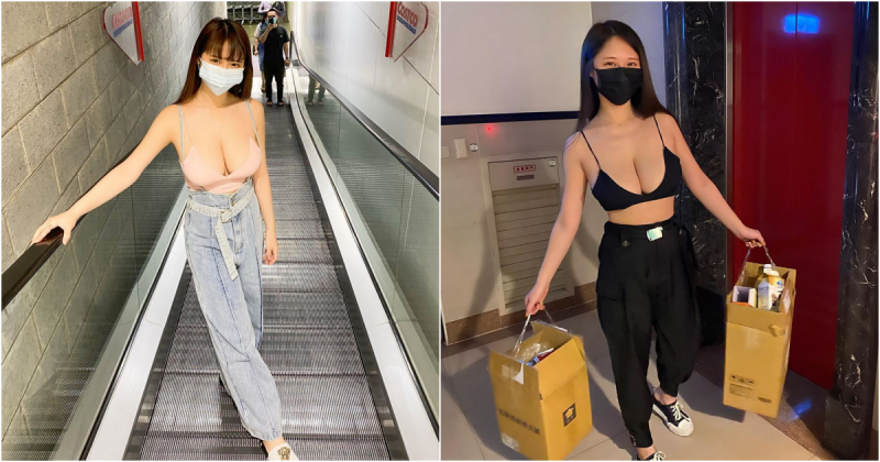 一眼認出！網瘋傳「Costco口罩正妹」事業線太強大！飽滿的視覺有夠震撼啊…
