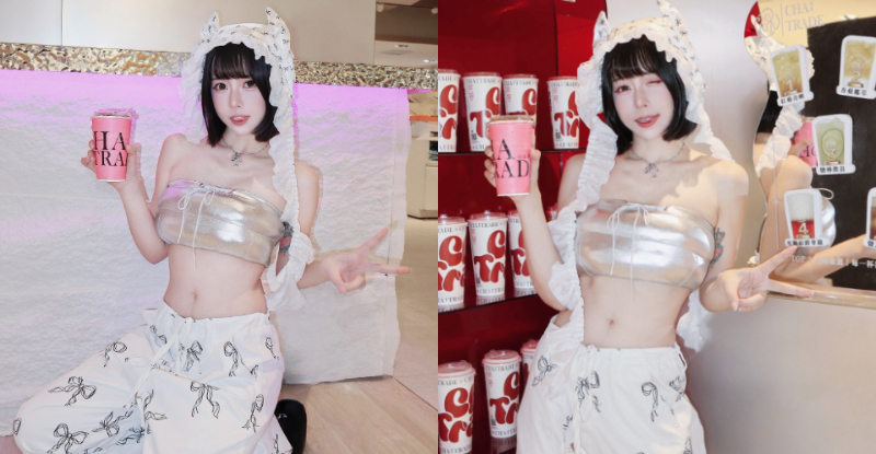 飲料新店驚見短髮正妹「Chubby糖」，露「白嫩腰線」還甜到發麻！