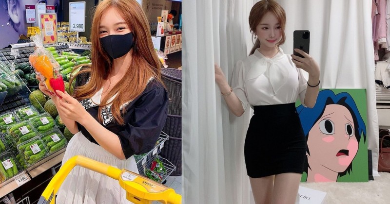 超市遇到「超活潑正妹」甜笑買菜！原來是「神正ＯＬ」制服裝扮凹凸有致超性感！