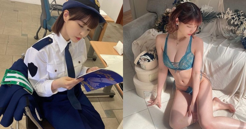 超甜美女警藏「G罩杯豪乳」，制服下超兇猛肉體原來是極品寫真女星「岸明日香」！